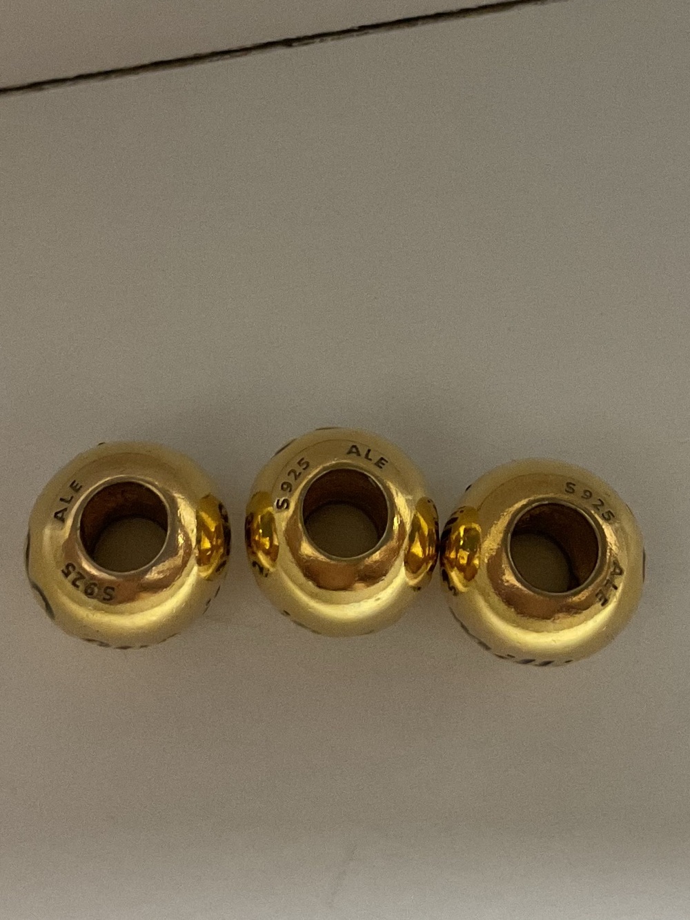 Pandora Shine 14k Gold-Plated “One in a Million” Retired Charm Set of 3 ALE 925 - Picture 2 of 3